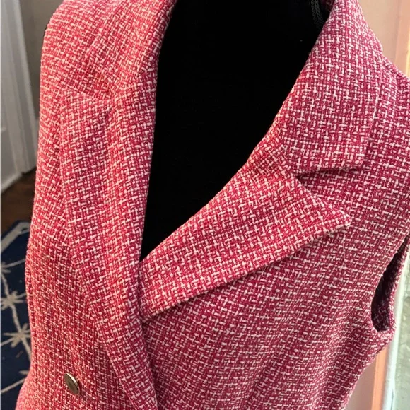 Nicole Miller Pink Tweed Dress with Gold Accents - Picture 5 of 16